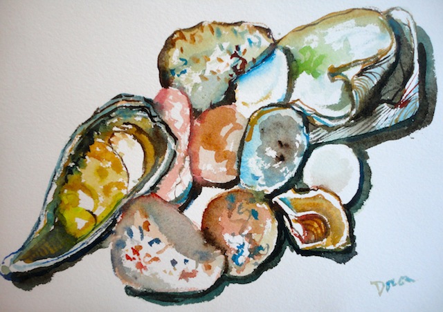 Rocks ©2012Dora Sislian Themelis, 10x7 Watercolor