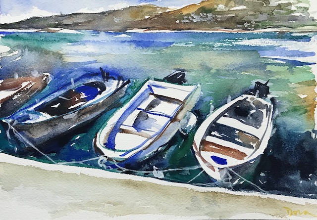 ©Dora Sislian Themelis, Amorgos, 10x8 Watercolor